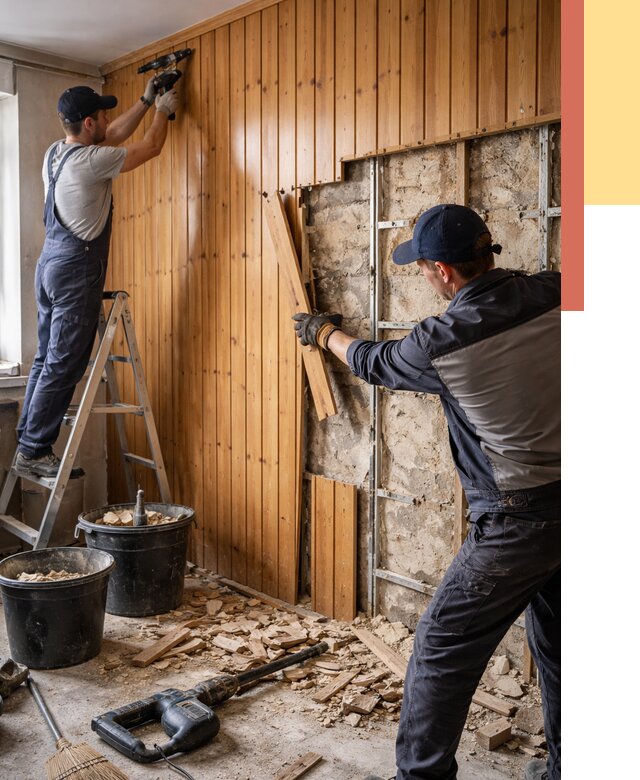 Демонтаж вагонки со стен в Алейске от 1495 руб. — снятие, удаление, срочно | ОТДЕЛОЧНИК-Лук