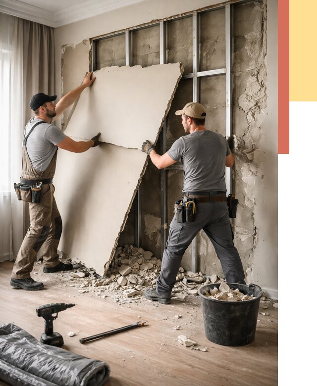 Демонтаж гипсокартона со стен в Алейске от 361 руб. — услуги демонтажа | ОТДЕЛОЧНИК-Лук