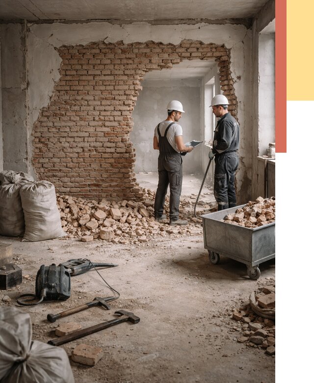 Демонтаж кирпичных стен в Алейске от 4331 руб. — быстро, недорого, под ключ | ОТДЕЛОЧНИК-Лук