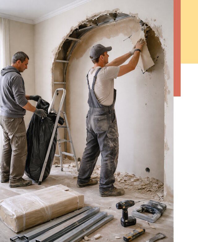 Демонтаж арки из гипсокартона в Алейске от 3609 руб. — услуги под ключ | ОТДЕЛОЧНИК-Лук