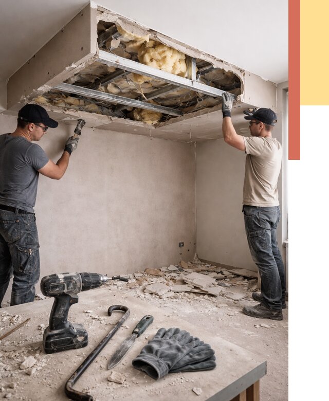 Демонтаж короба из гипсокартона в Алейске от 1567 руб. — быстро и недорого | ОТДЕЛОЧНИК-Лук