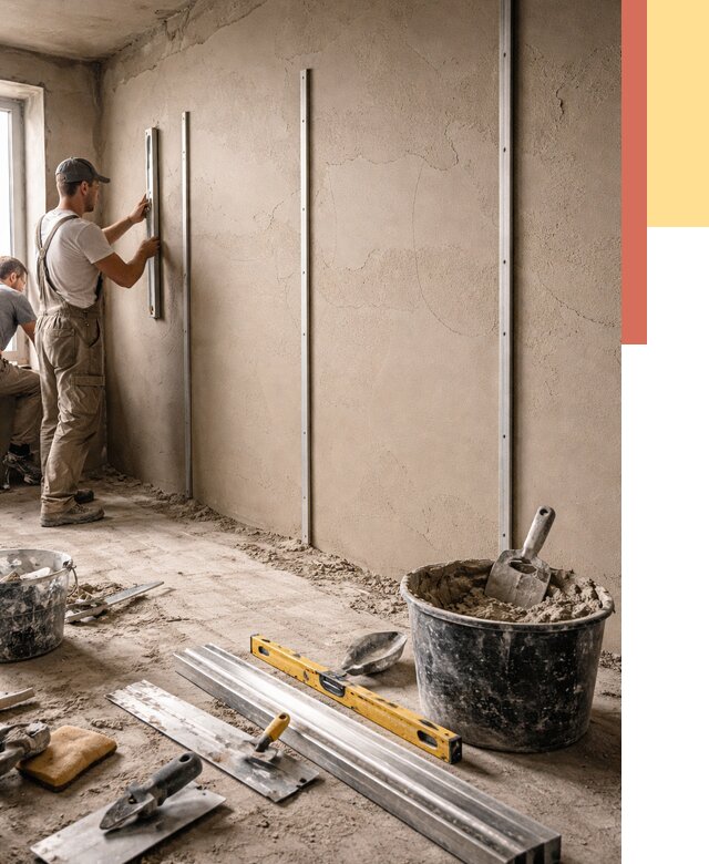 Штукатурка стен по маякам в Алейске от 5671 руб./м² — выравнивание под ключ | ОТДЕЛОЧНИК-Лук