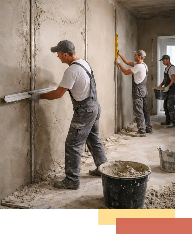 Штукатурка стен по маякам в Алейске — точная и ровная поверхность