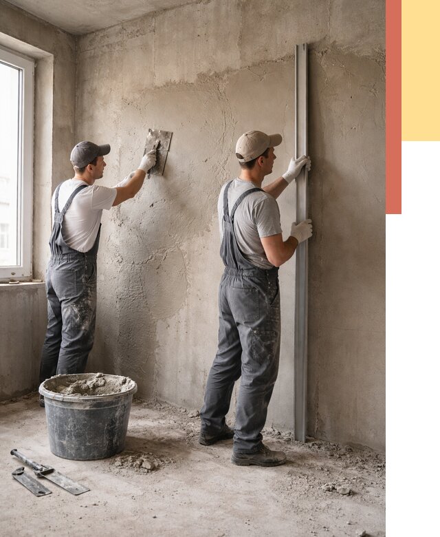 Штукатурка бетонных стен в Алейске от 4640 руб/м² — качественно и быстро | ОТДЕЛОЧНИК-Лук