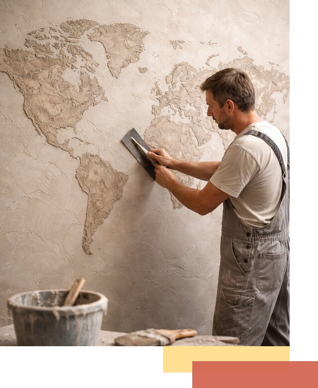 Декоративная штукатурка «Карта мира» под ключ в Алейске