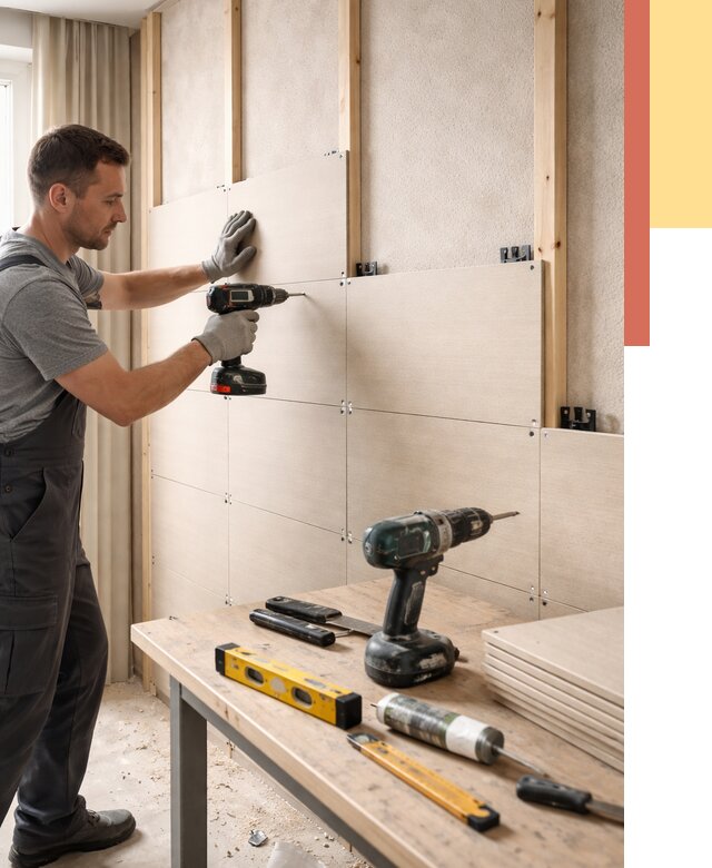 Монтаж МДФ панелей на стены в Алейске от 1289 руб. под ключ | ОТДЕЛОЧНИК-Лук