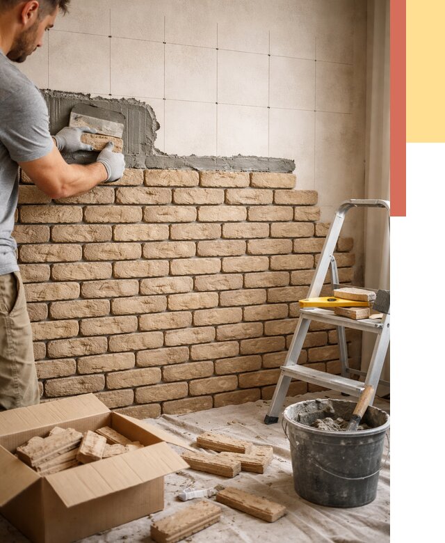 Монтаж декоративного кирпича в Алейске от 3300 руб./м² — быстро и недорого | ОТДЕЛОЧНИК-Лук