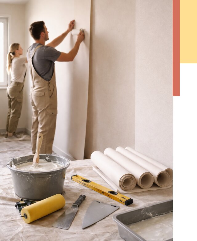 Поклейка бумажных обоев в Алейске от 5671 руб./м2 — быстро и недорого | ОТДЕЛОЧНИК-Лук