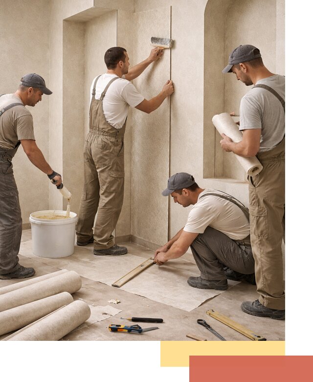 Поклейка обоев на сложные стены и неровные поверхности в Алейске