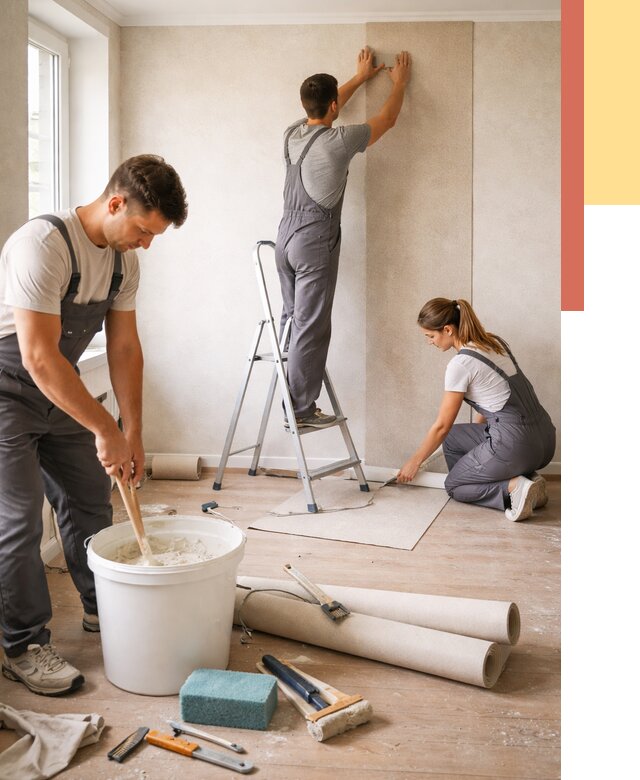 Оклейка стен обоями в Алейске от 3609 руб/м2 — быстро и недорого | ОТДЕЛОЧНИК-Лук