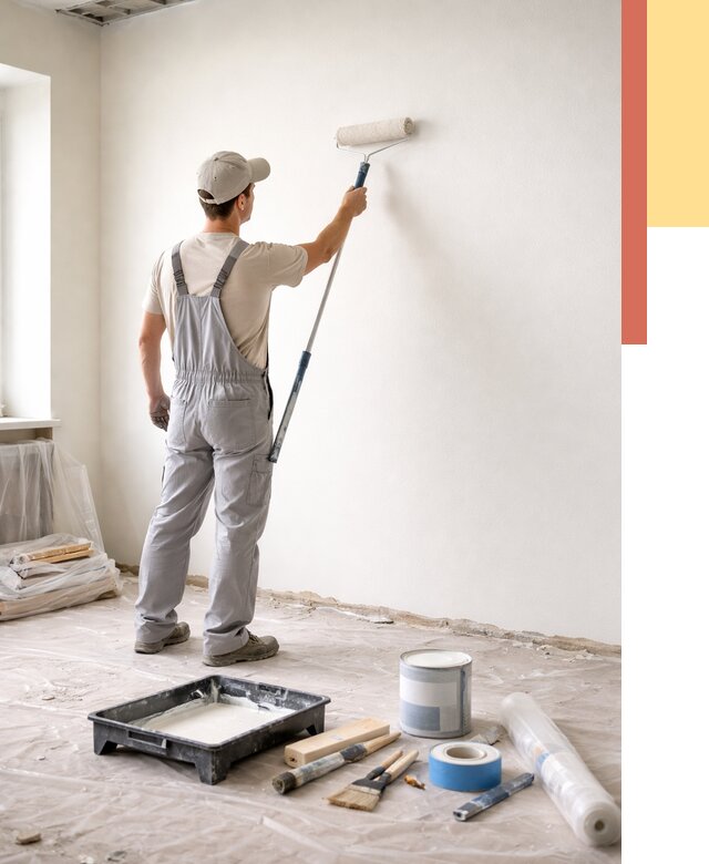 Покраска стен водоэмульсионной краской в Алейске от 464 руб. за м² | ОТДЕЛОЧНИК-Лук