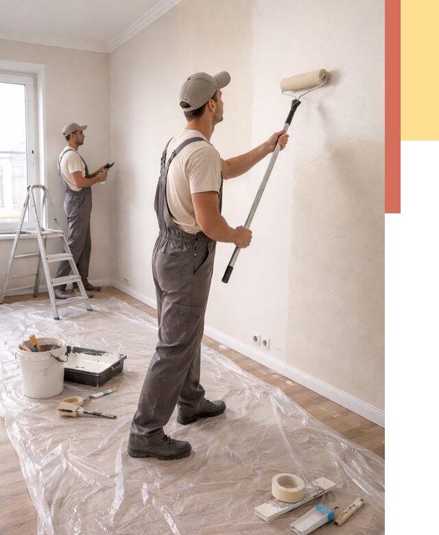 Покраска стен акриловой краской в Алейске от 3609 руб./м² — быстро и недорого | ОТДЕЛОЧНИК-Лук