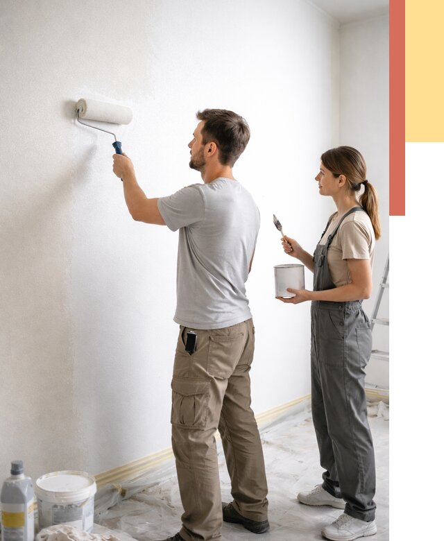 Окраска стен по стеклохолсту в Алейске от 4640 руб/м² под ключ | ОТДЕЛОЧНИК-Лук