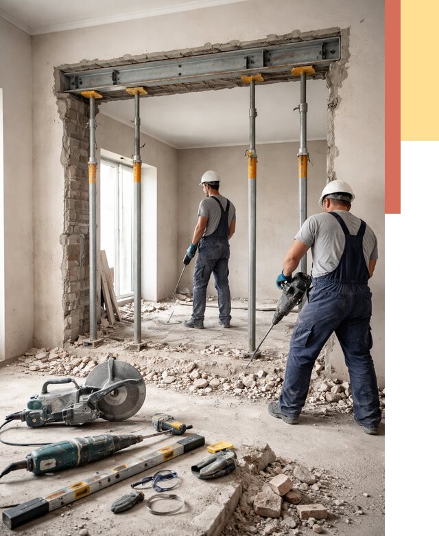 Прорезка проема в стене в Алейске от 4640 руб. — быстро и недорого | ОТДЕЛОЧНИК-Лук