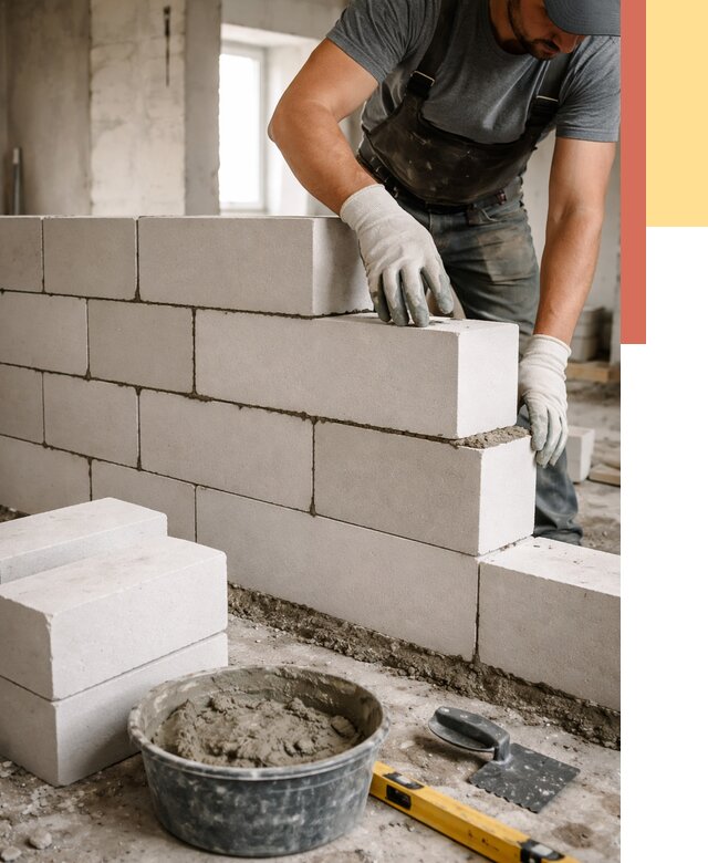 Кладка перегородок из силикатного блока в Алейске от 4124 руб. под ключ | ОТДЕЛОЧНИК-Лук