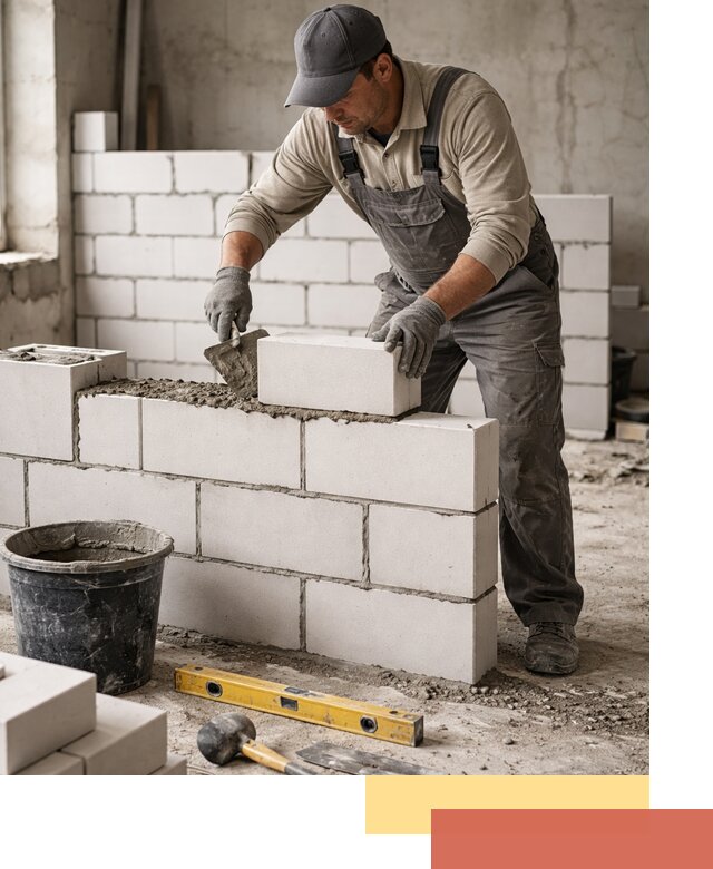 Кладка перегородок из силикатного блока в Алейске