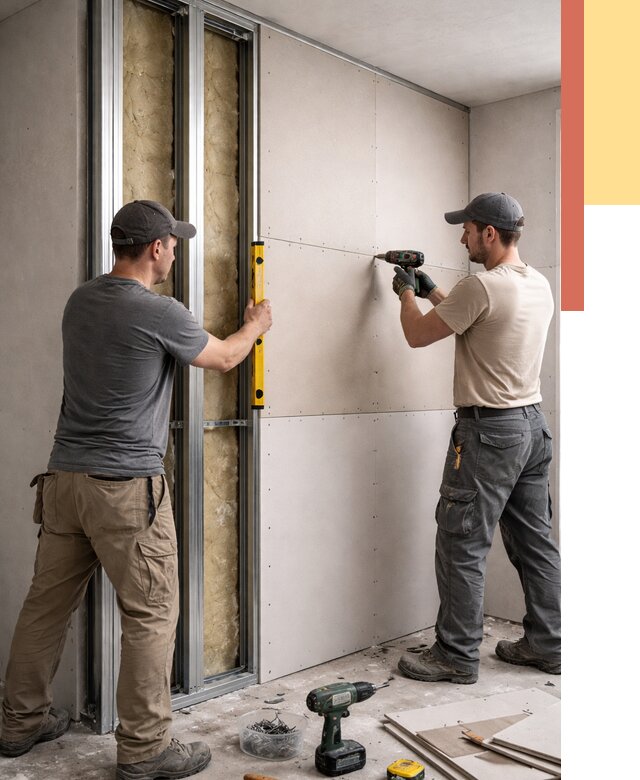 Монтаж двухслойной перегородки из гипсокартона в Алейске от 1495 руб. | ОТДЕЛОЧНИК-Лук