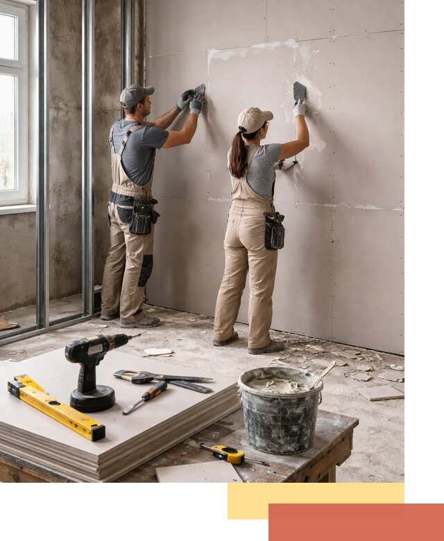 Монтаж двухслойной перегородки из гипсокартона в Алейске