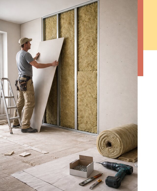 Перегородка из гипсокартона с шумоизоляцией в Алейске от 3217 руб. | ОТДЕЛОЧНИК-Лук