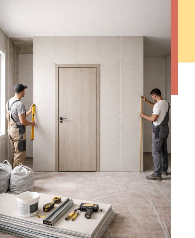 Перегородка из гипсокартона с дверью в Алейске от 4640 руб. под ключ | ОТДЕЛОЧНИК-Лук