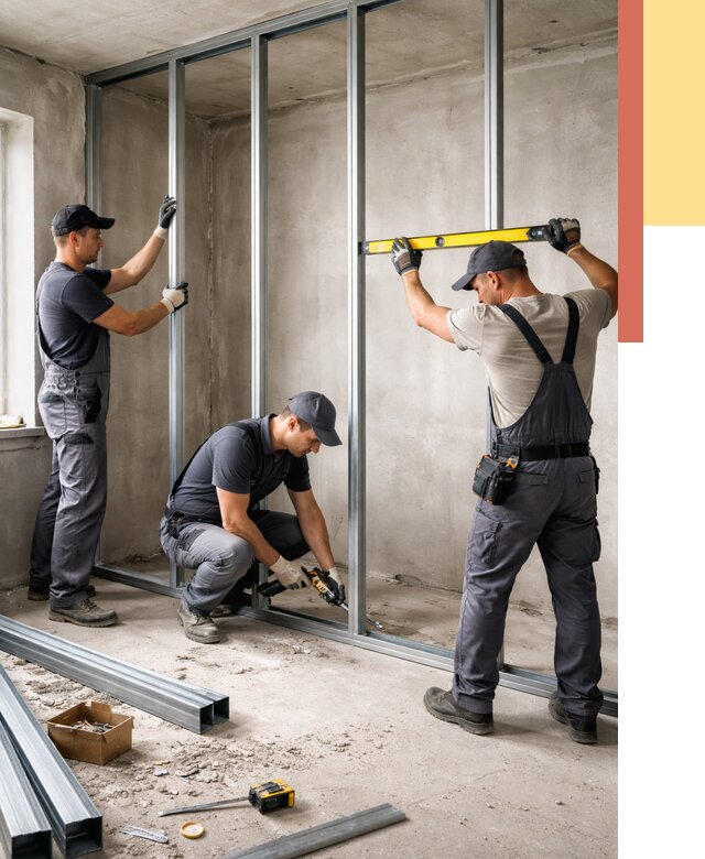 Монтаж каркаса перегородки из профиля в Алейске от 773 руб. | ОТДЕЛОЧНИК-Лук