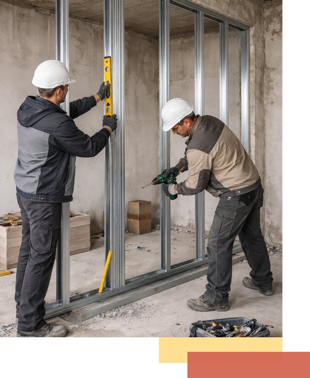 Монтаж каркаса перегородки из профиля в Алейске