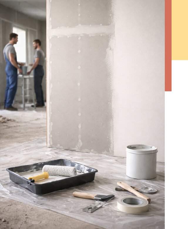 Покраска перегородок из гипсокартона в Алейске от 4640 руб. под ключ | ОТДЕЛОЧНИК-Лук