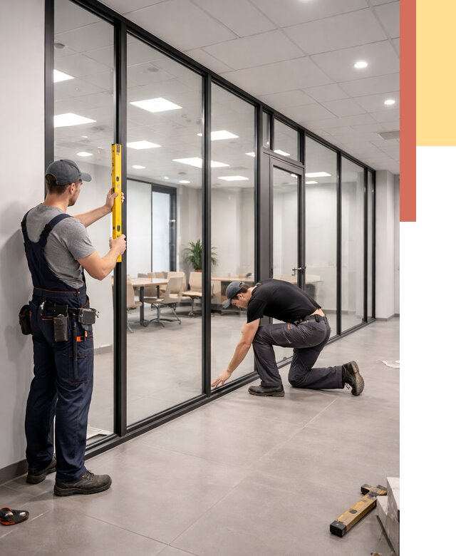 Каркасные стеклянные перегородки в Алейске под ключ от 9486 руб. | ОТДЕЛОЧНИК-Лук