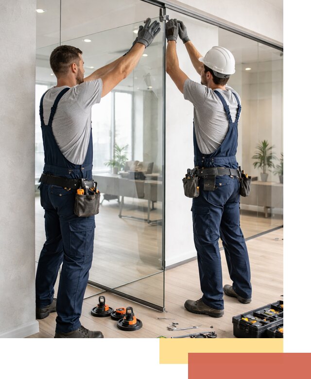 Безрамные стеклянные перегородки под ключ в Алейске