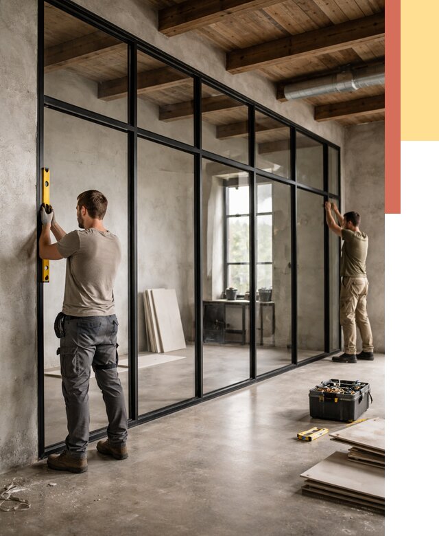 Стеклянные перегородки лофт в Алейске от 10827 руб. под ключ | ОТДЕЛОЧНИК-Лук