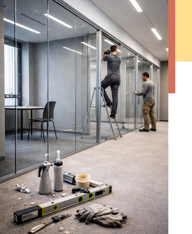 Стеклянные офисные перегородки в Алейске от 8764 руб. — монтаж и установка | ОТДЕЛОЧНИК-Лук