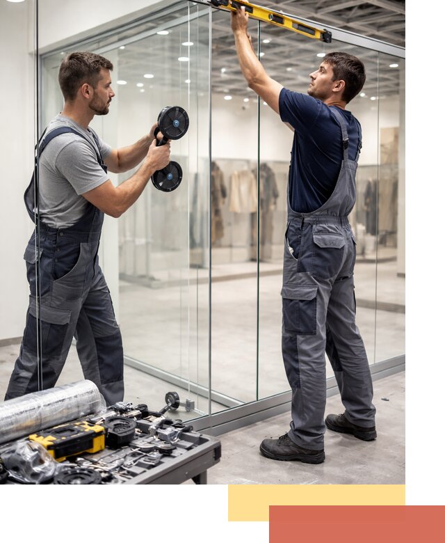 Стеклянные перегородки для магазинов в Алейске — монтаж и установка