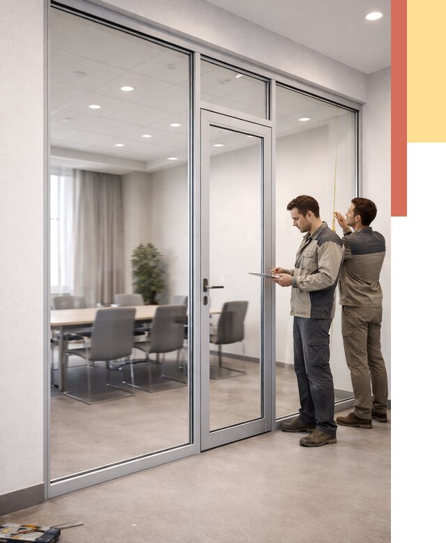 Установка и монтаж алюминиевых перегородок со стеклом в Алейске от 8455 руб. | ОТДЕЛОЧНИК-Лук