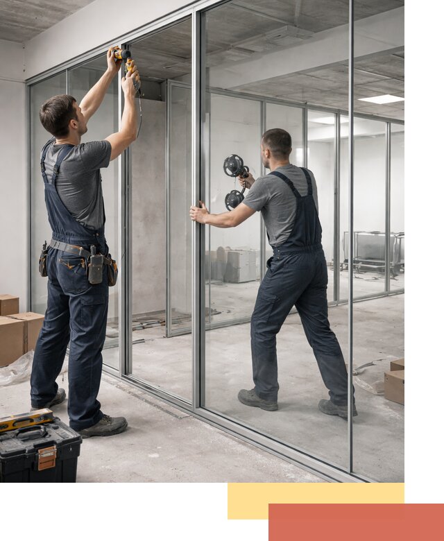 Алюминиевые перегородки со стеклом в Алейске — изготовление и монтаж