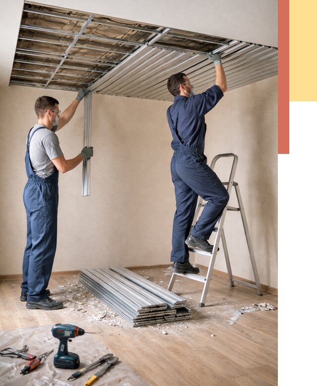 Демонтаж реечного потолка в Алейске от 4640 руб. быстро и недорого | ОТДЕЛОЧНИК-Лук