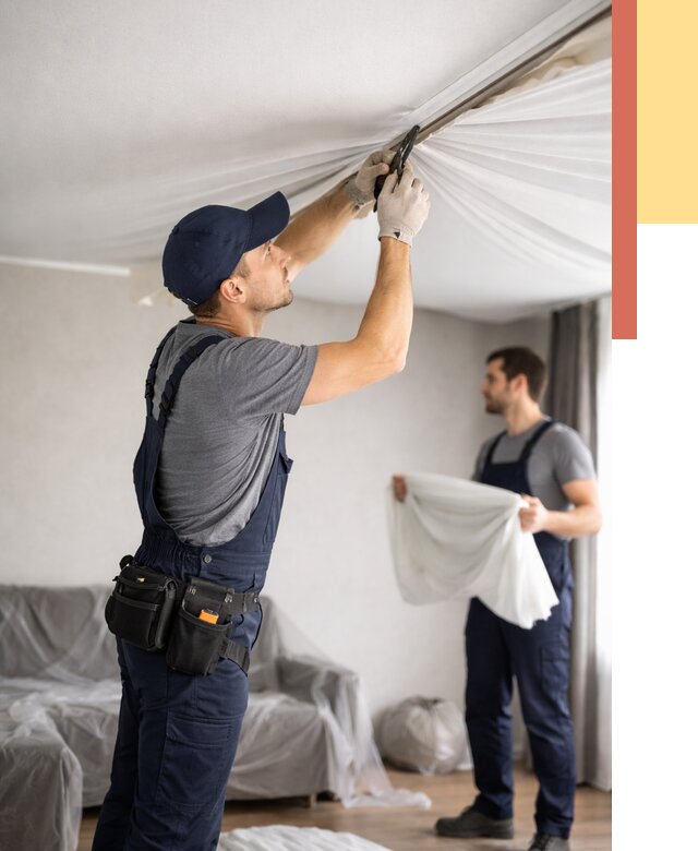 Демонтаж натяжного потолка в Алейске от 4640 руб. — снятие и разбор под ключ | ОТДЕЛОЧНИК-Лук