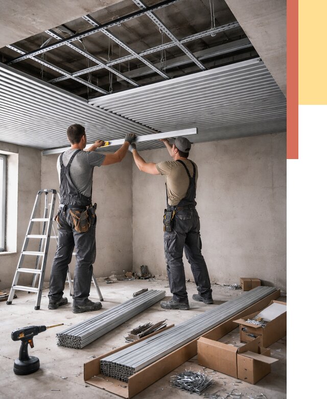 Монтаж реечного потолка в Алейске от 4640 руб. под ключ | ОТДЕЛОЧНИК-Лук