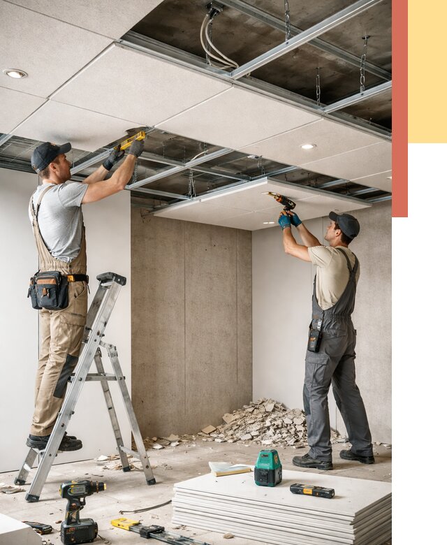 Монтаж акустического потолка в Алейске от 6702 руб/м2 — быстро и недорого | ОТДЕЛОЧНИК-Лук