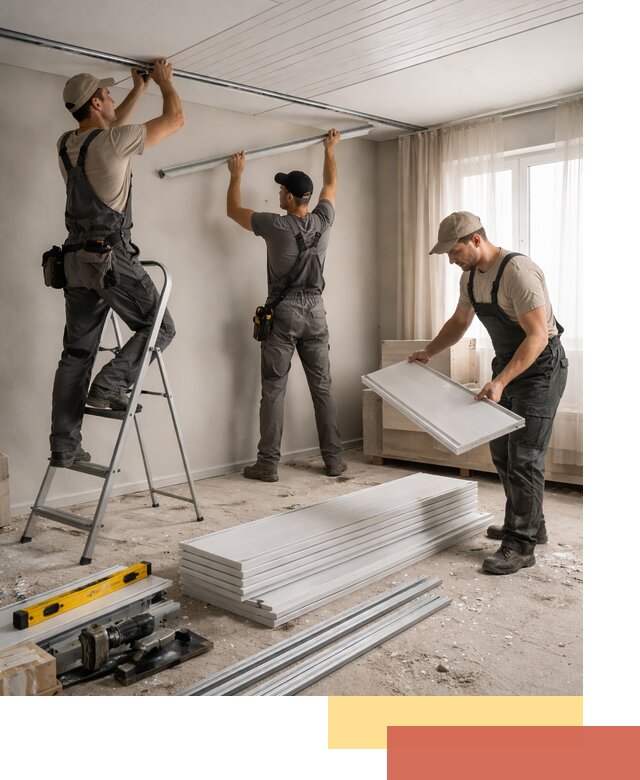 Монтаж потолка из ПВХ панелей в Алейске оперативно и качественно