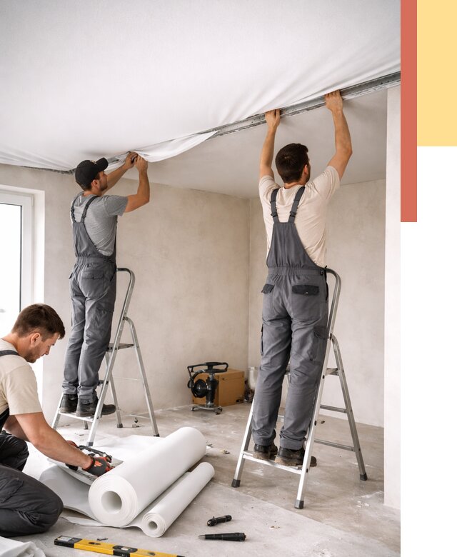 Монтаж тканевого натяжного потолка в Алейске от 3609 руб. под ключ | ОТДЕЛОЧНИК-Лук