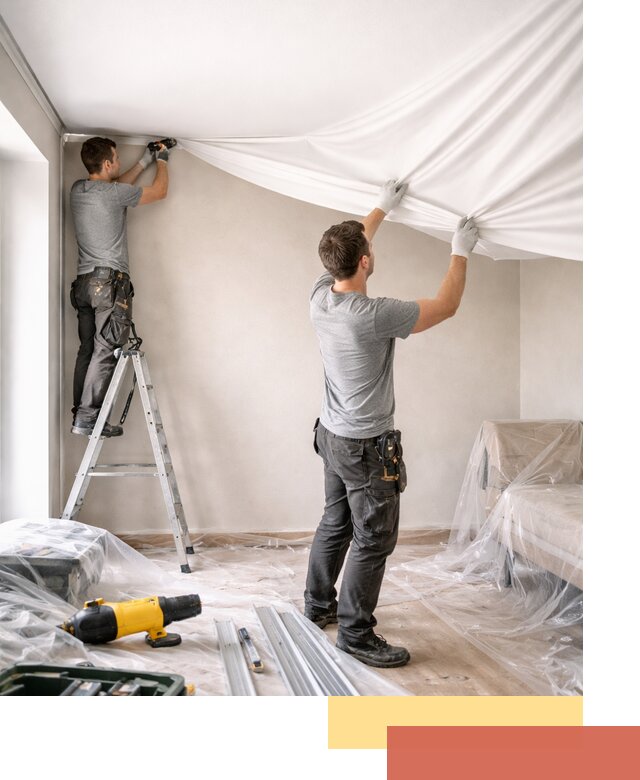 Монтаж тканевого натяжного потолка в Алейске недорого и быстро