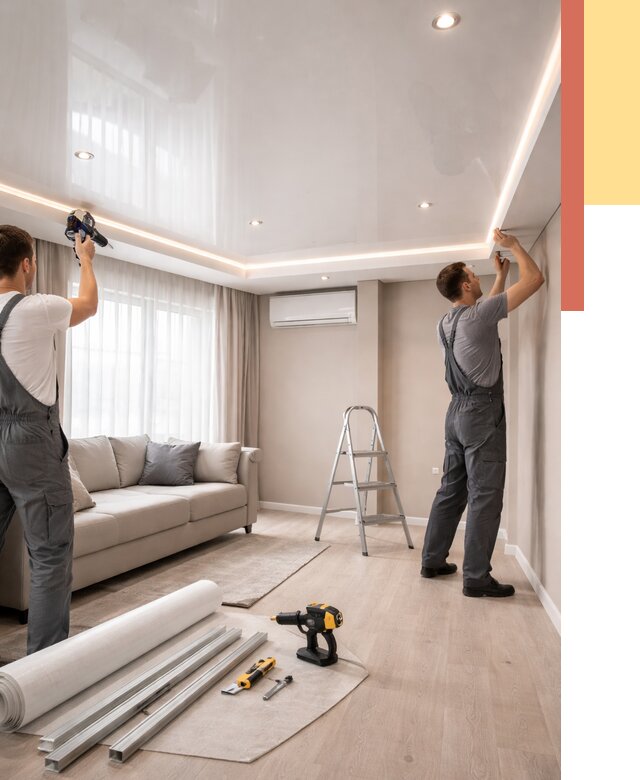 Монтаж глянцевого натяжного потолка в Алейске от 773 руб. под ключ | ОТДЕЛОЧНИК-Лук