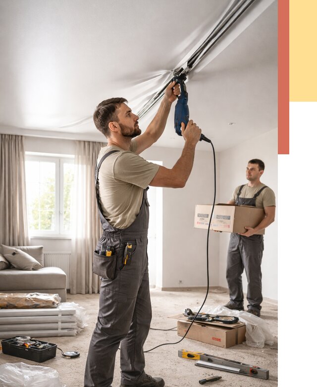 Монтаж сатинового натяжного потолка в Алейске от 3609 руб. | Быстро, недорого — ОТДЕЛОЧНИК-Лук