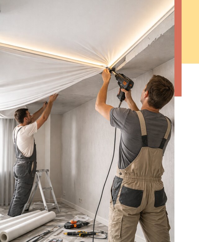 Монтаж натяжного потолка с подсветкой в Алейске от 980 руб. | ОТДЕЛОЧНИК-Лук