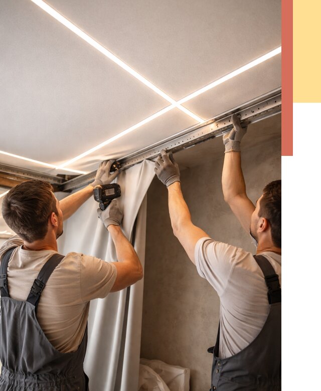 Монтаж натяжного потолка со световыми линиями в Алейске от 1237 руб. | ОТДЕЛОЧНИК-Лук