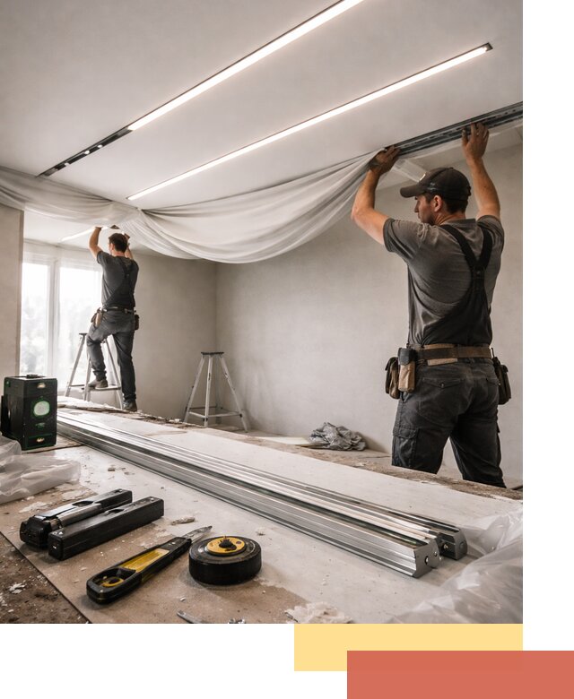 Монтаж натяжных потолков со световыми линиями в Алейске