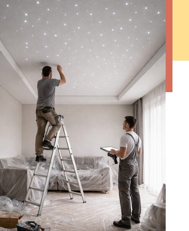 Монтаж натяжного потолка «звездное небо» в Алейске от 6702 руб. | ОТДЕЛОЧНИК-Лук