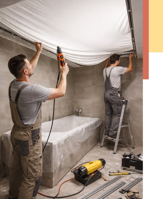 Монтаж натяжного потолка в ванной в Алейске от 1237 руб. под ключ | ОТДЕЛОЧНИК-Лук