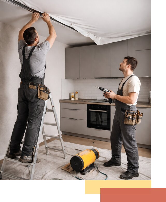 Монтаж натяжного потолка на кухне в Алейске