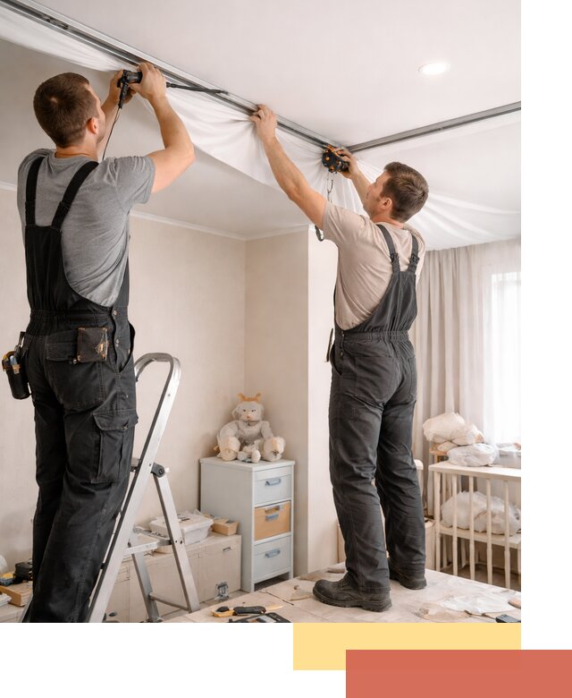 Монтаж натяжного потолка в детской комнате в Алейске